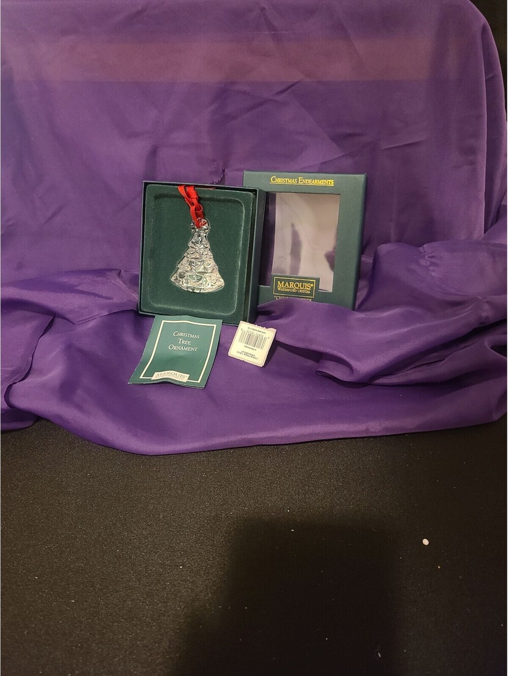 Marquis by Waterford Crystal Christmas Tree Ornament with Red Ribbon
